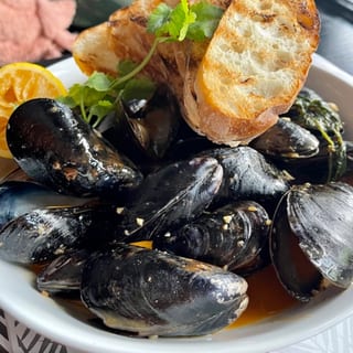 Coconut Kimchi Mussels