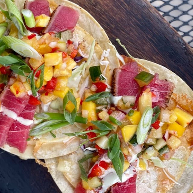 *Seared Pepper-Crusted Ahi Tuna TACO.