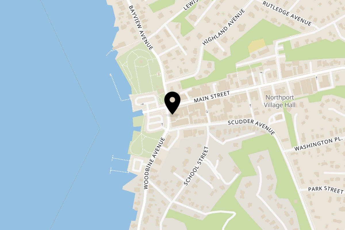 Map showing the location of Salted. On The Harbor Northport on 14 Woodbine Ave in Northport